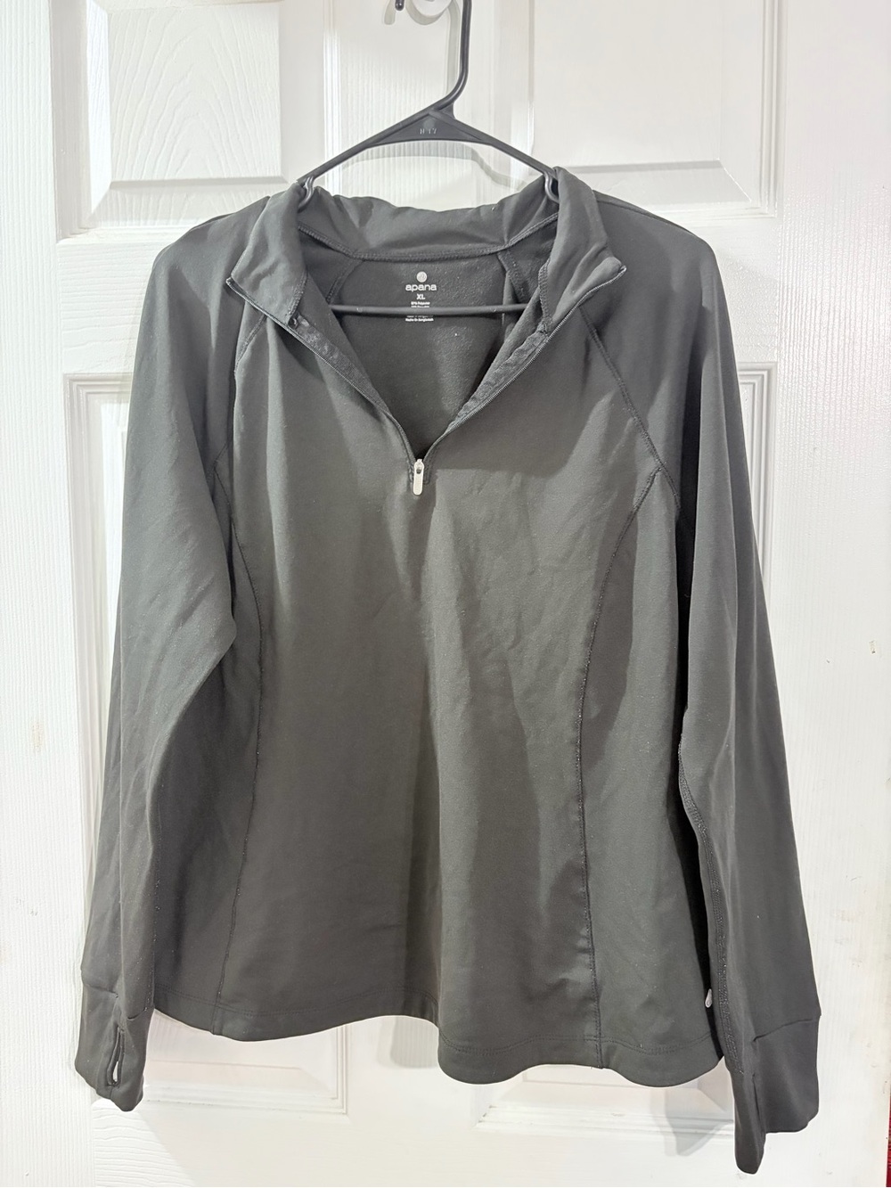 Apana Women’s XL Black Quarter Zip Athletic Pullover Long Sleeve Activewear